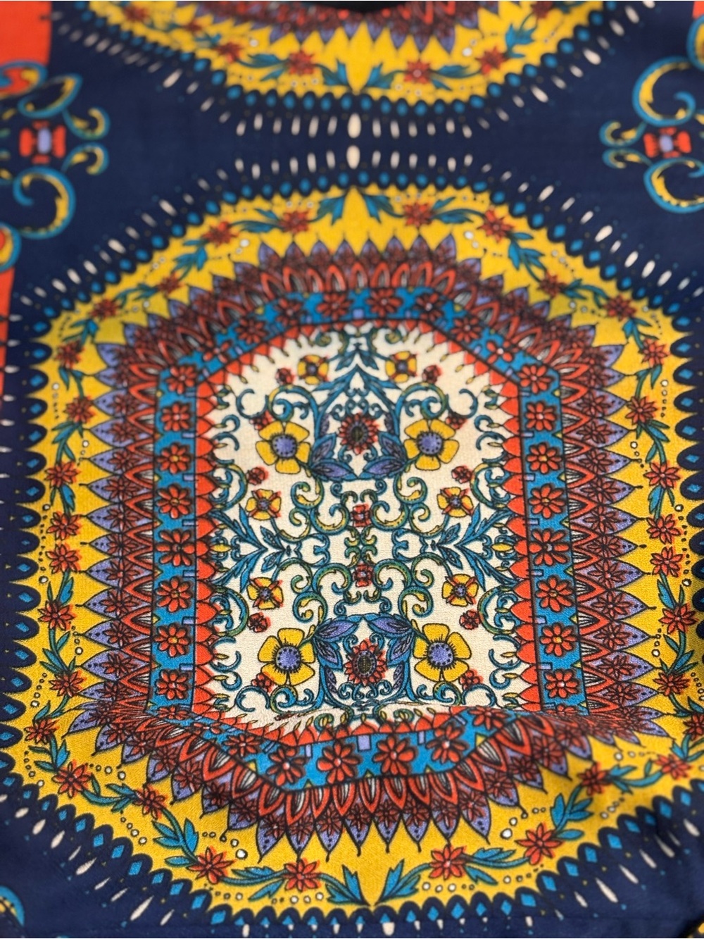 bohemian printed sleeveless dress defined cinch waist flowy mini-length skirt. - Picture 14 of 16